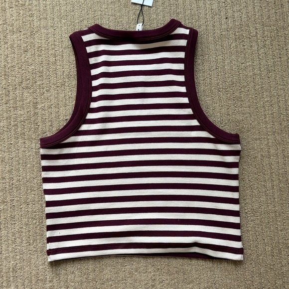 KOTN Women’s Crop Racer Tank, M, Plum/Marshmallow - Picture 4 of 6
